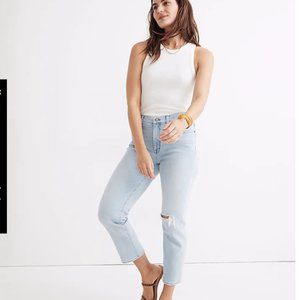 Madewell Mid-Rise Classic Straight Jeans: Knee-Rip Edition